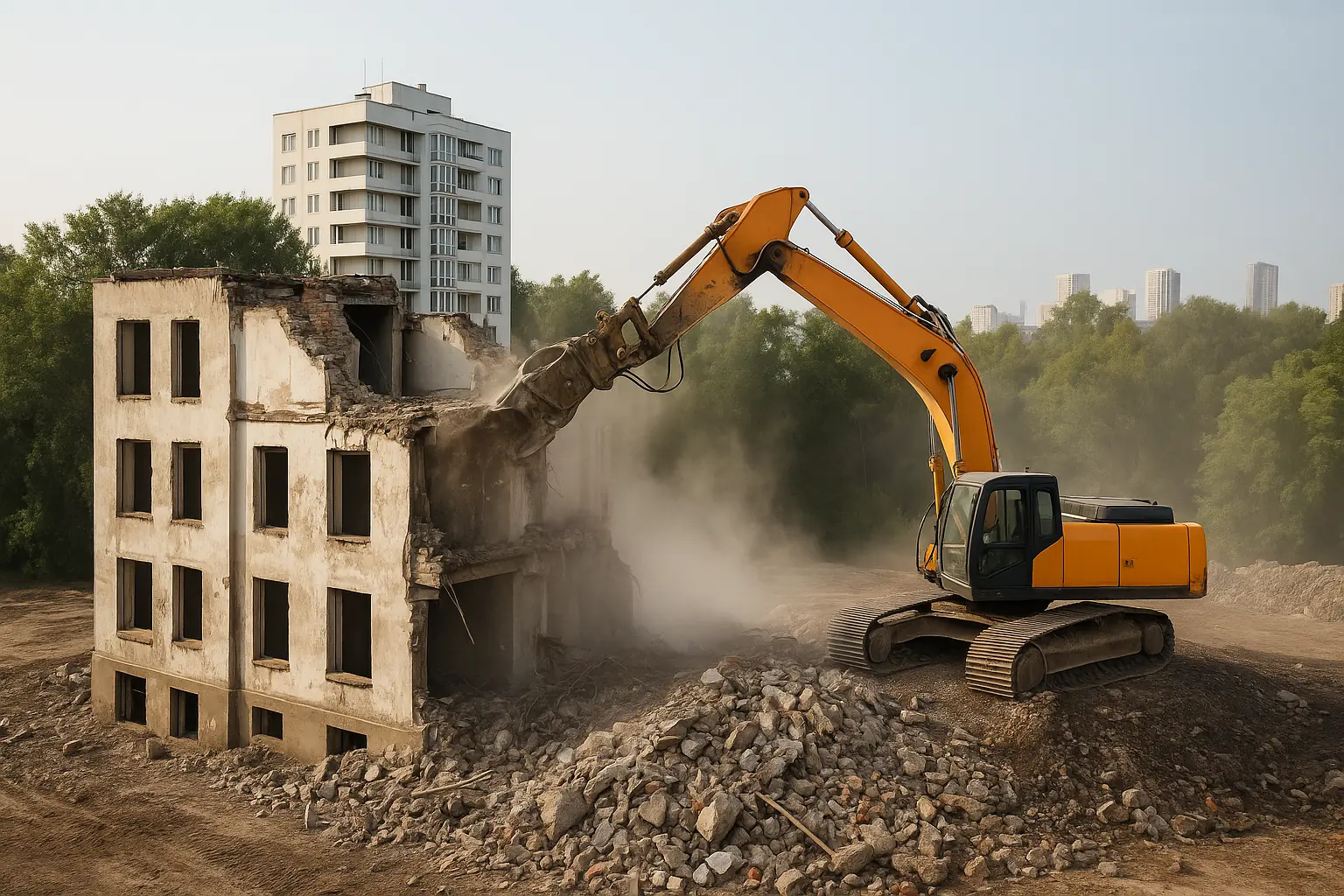 Демонтаж зданий и сооружений в Москве — под ключ с вывозом мусора