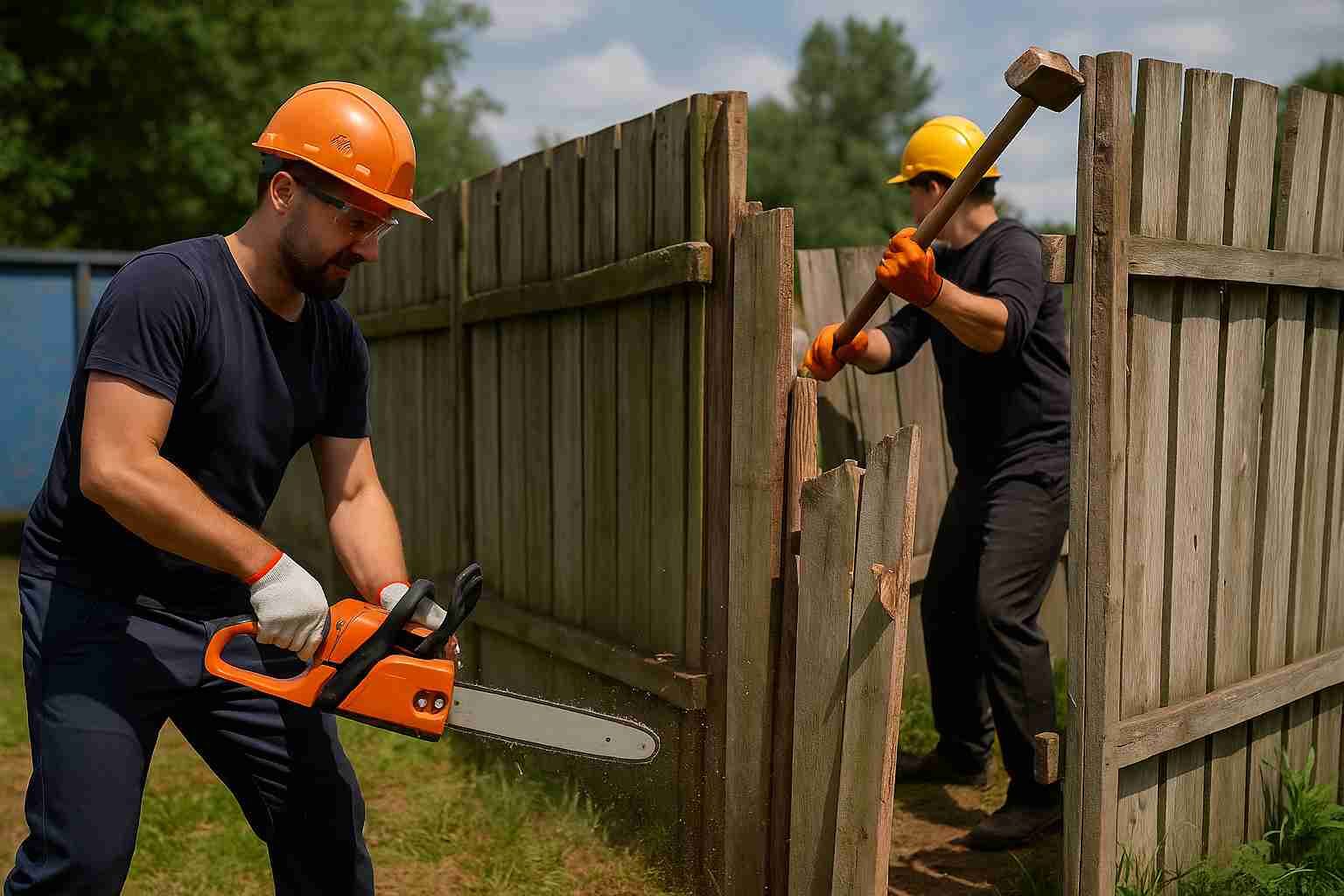 демонтаж-деревянного-забора-вручную